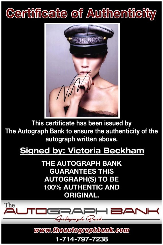Victoria Beckham proof of signing certificate