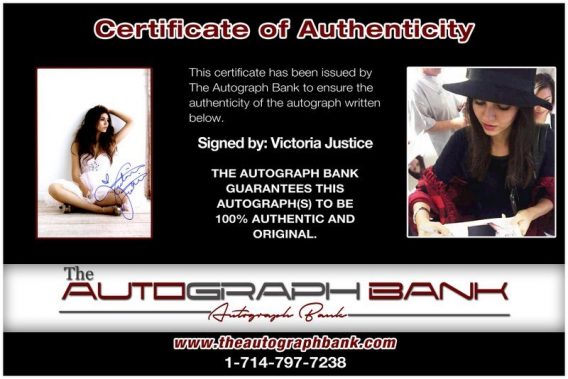 Victoria Justice proof of signing certificate