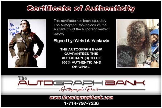 Weird Al Yankovic proof of signing certificate