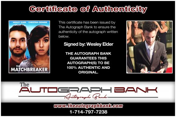 Wesley Elder proof of signing certificate