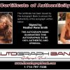 Heather Rene Smith certificate of authenticity from the autograph bank