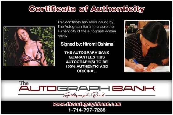 Hiromi Oshima certificate of authenticity from the autograph bank