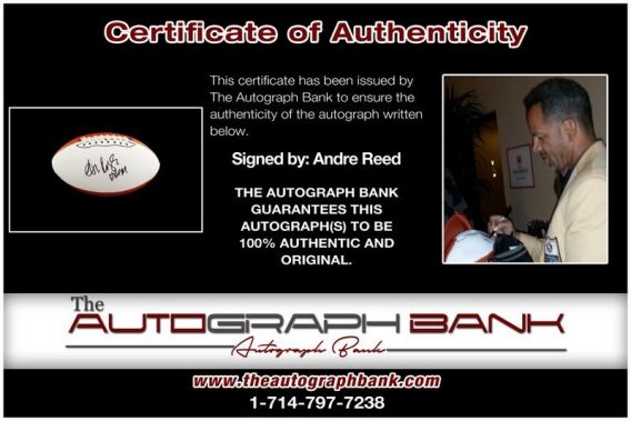 Andre Reed proof of signing certificate