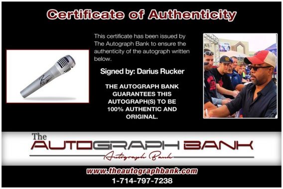 Darius Rucker proof of signing certificate