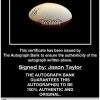 Jason Taylor proof of signing certificate
