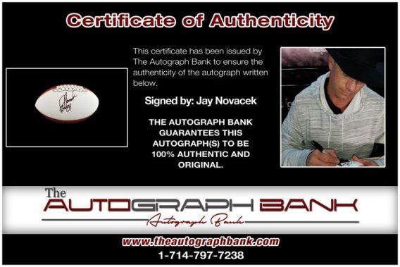Jay Novacek proof of signing certificate