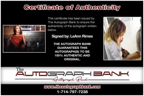 Leann Rimes proof of signing certificate
