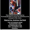 Andrew Garfield certificate of authenticity from the autograph bank