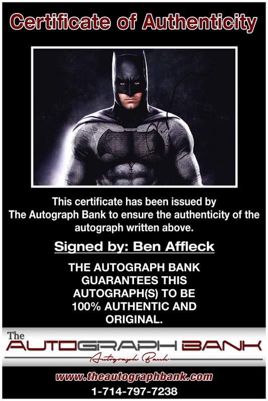 Ben Affleck certificate of authenticity from the autograph bank