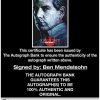 Ben Mendelsohn certificate of authenticity from the autograph bank
