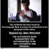 Ben Winchell certificate of authenticity from the autograph bank