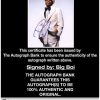 Big Boi certificate of authenticity from the autograph bank