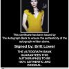 Britt Lower certificate of authenticity from the autograph bank