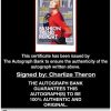Charlize Theron certificate of authenticity from the autograph bank