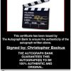 Christopher Backus certificate of authenticity from the autograph bank