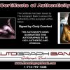 Cindy Crawford certificate of authenticity from the autograph bank
