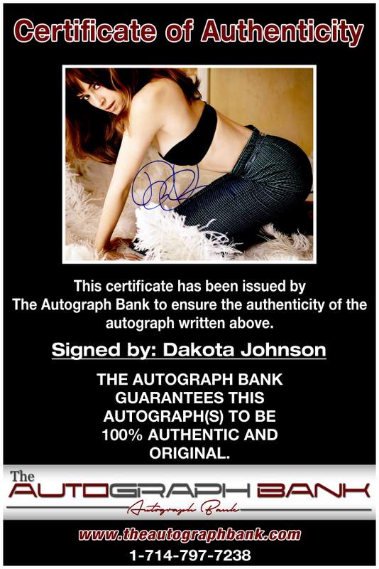 Dakota Johnson certificate of authenticity from the autograph bank