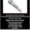 Dan Patrick certificate of authenticity from the autograph bank