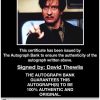 David Thewlis certificate of authenticity from the autograph bank