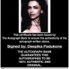 Deepika Padukone certificate of authenticity from the autograph bank