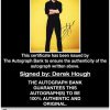 Derek Hough certificate of authenticity from the autograph bank
