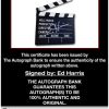 Ed Harris certificate of authenticity from the autograph bank