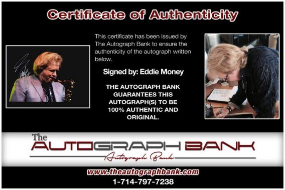 Eddie Money certificate of authenticity from the autograph bank