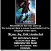 Falk Hentschel certificate of authenticity from the autograph bank