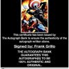 Frank Grillo certificate of authenticity from the autograph bank