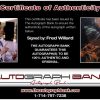 Fred Willard certificate of authenticity from the autograph bank