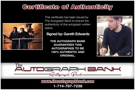 Gareth Edwards certificate of authenticity from the autograph bank