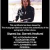 Garrett Hedlund certificate of authenticity from the autograph bank
