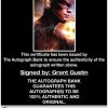 Grant Gustin certificate of authenticity from the autograph bank