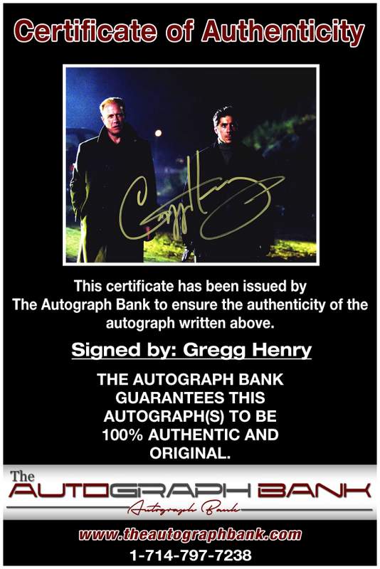 Gregg Henry certificate of authenticity from the autograph bank