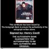 Henry Cavill certificate of authenticity from the autograph bank