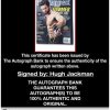 Hugh Jackman certificate of authenticity from the autograph bank