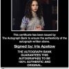 Iris Apatow certificate of authenticity from the autograph bank
