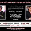 James Frain certificate of authenticity from the autograph bank