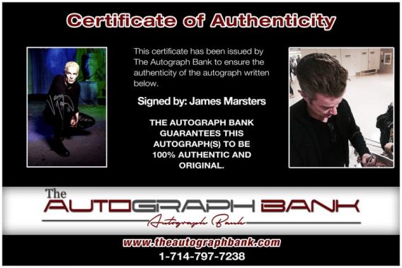 James Marsters certificate of authenticity from the autograph bank