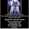 January Jones certificate of authenticity from the autograph bank