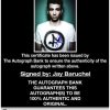Jay Baruchel certificate of authenticity from the autograph bank