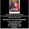 Jay Leno certificate of authenticity from the autograph bank