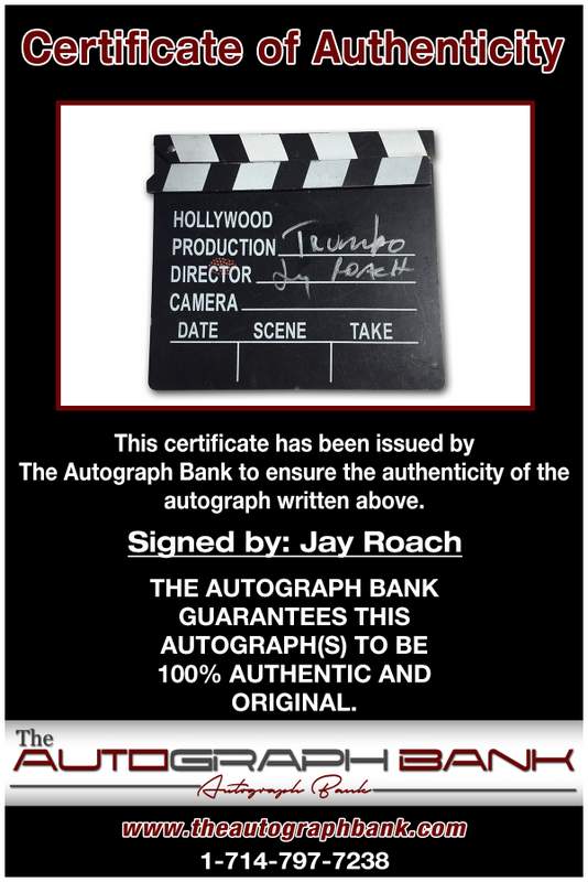 Jay Roach certificate of authenticity from the autograph bank
