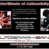 Johnathan Motley certificate of authenticity from the autograph bank