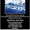 Josh Gad certificate of authenticity from the autograph bank