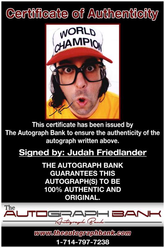 Judah Friedlander certificate of authenticity from the autograph bank