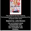 Julie Bowen certificate of authenticity from the autograph bank