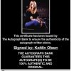Kaitlin Olson certificate of authenticity from the autograph bank