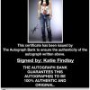 Katie Findlay certificate of authenticity from the autograph bank