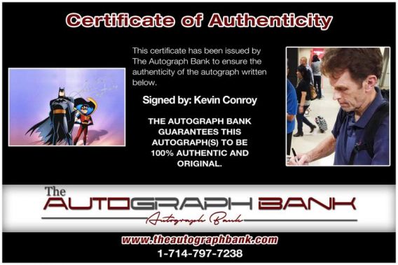Kevin Conroy certificate of authenticity from the autograph bank